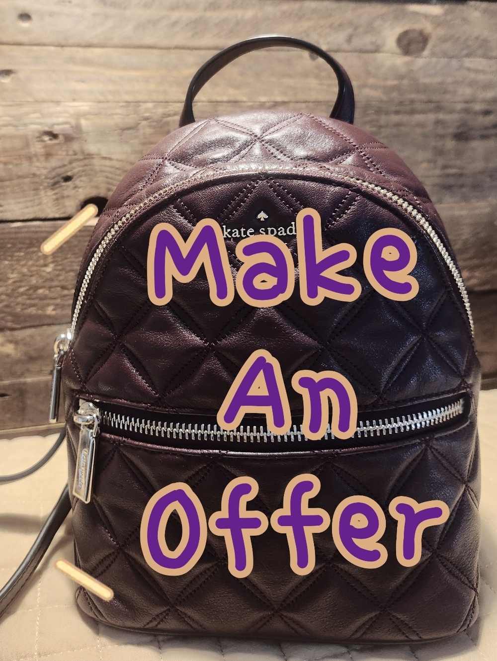 kate spade ♠️ Quilted Mini Backpack in Plum - Picture 12 of 12
